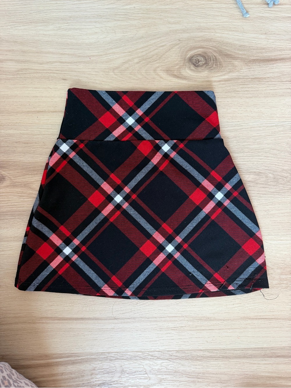 High-Waist Red Plaid Mini Skirt